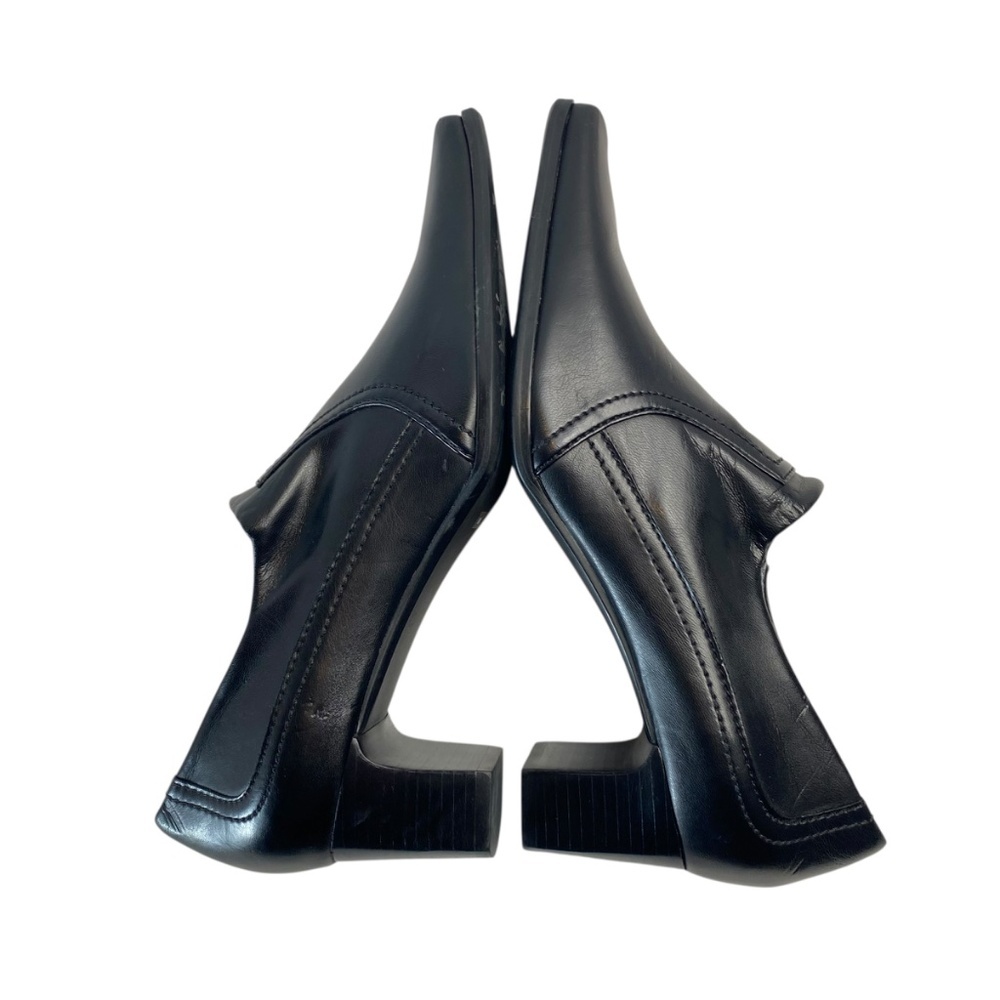 FRANCO SARTO Faux Leather Square Toe Slip-On Block Heel Booties in Black Size 8 - Picture 4 of 11